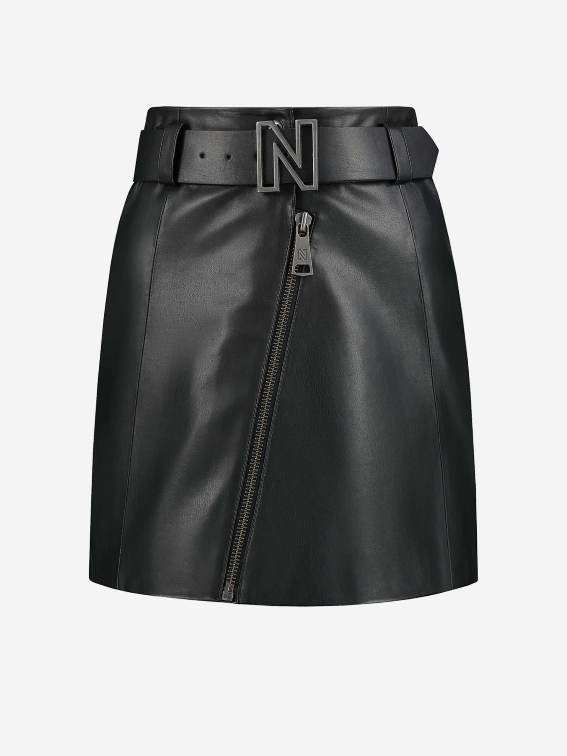 dood Korst Ambassade Nikkie Vegan leather skirt with N logo belt - Siphra Studio